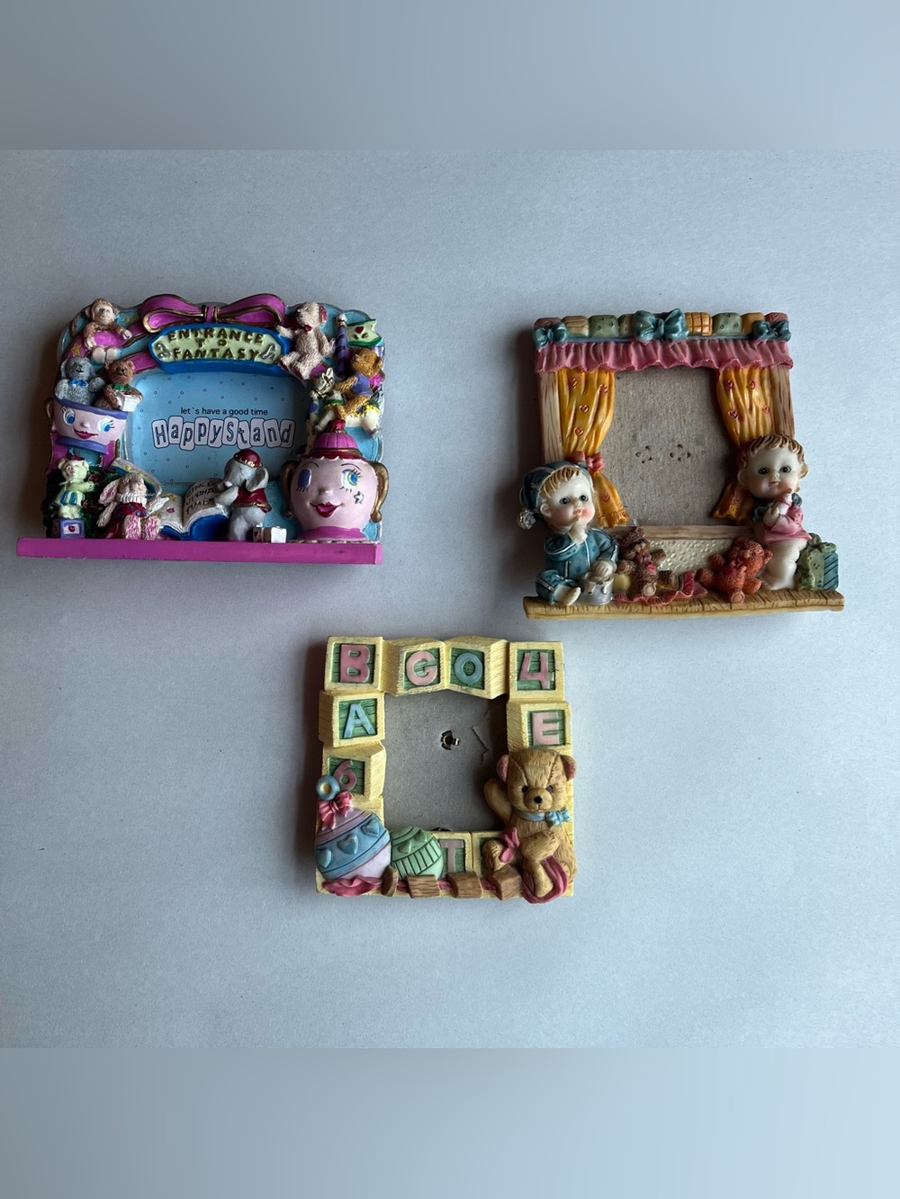 Vintage Children Themed Resin Mini Picture Frames - Set of 3